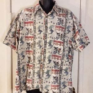 Kahala Avi Collection Hawaiian Shirt Mens XL Reverse Print Matched Pocket